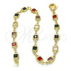 Oro Laminado Fancy Bracelet, Gold Filled Style with Multicolor Crystal, Polished, Golden Finish, 03.63.2065.08 (05 MM Thickness, 8 Inches Length)