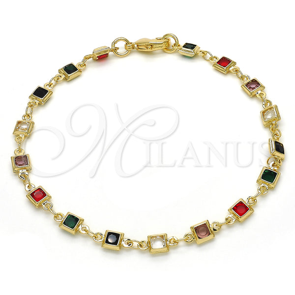 Gold Filled Bracelet — Fancy Bracelet with Multicolor Crystal Polished 03.63. 05 — main product view — SKU 128079 | Oro Laminado brazalete — elegante Bracelet with Multicolor cristal pulido 03.63. 05 — SKU 128079