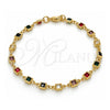 Oro Laminado Fancy Bracelet, Gold Filled Style with Multicolor Crystal, Polished, Golden Finish, 03.63.2065.08 (05 MM Thickness, 8 Inches Length)