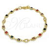 Oro Laminado Fancy Bracelet, Gold Filled Style with Multicolor Crystal, Polished, Golden Finish, 03.63.2065.08 (05 MM Thickness, 8 Inches Length)