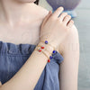 Oro Laminado Fancy Bracelet, Gold Filled Style Evil Eye Design, with Multicolor Opal, Polished, Golden Finish, 03.63.2066.07 (04 MM Thickness, 7 Inches Length)
