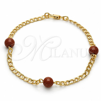 Oro Laminado Fancy Anklet, Gold Filled Style Polished, Golden Finish, 03.63.2067.10 (04 MM Thickness, 10 Inches Length)