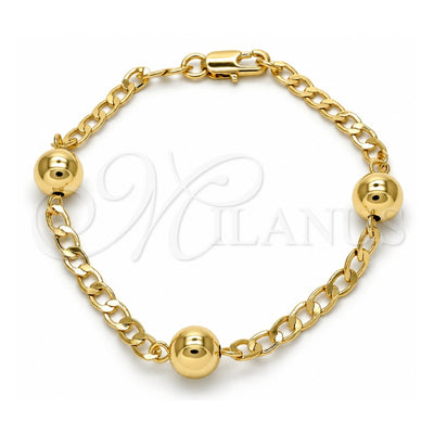Oro Laminado Fancy Bracelet, Gold Filled Style Polished, Golden Finish, 03.63.2068.07 (04 MM Thickness, 7 Inches Length)