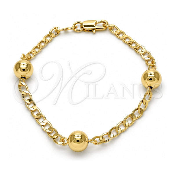 Oro Laminado Fancy Bracelet, Gold Filled Style Polished, Golden Finish, 03.63.2068.07 (04 MM Thickness, 7 Inches Length)