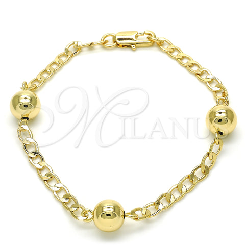 Oro Laminado Fancy Bracelet, Gold Filled Style Polished, Golden Finish, 03.63.2068.07 (04 MM Thickness, 7 Inches Length)