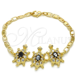 Gold Filled Bracelet — Fancy Bracelet Turtle Design with Black and White — main product view — SKU 128093 | Oro Laminado brazalete — elegante Bracelet Turtle diseño with negro and blanco — SKU 128093