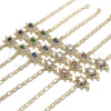 Oro Laminado Fancy Bracelet, Gold Filled Style Turtle Design, with Black and White Cubic Zirconia, Polished, Golden Finish, 03.63.1987.5.08 (04 MM Thickness, 8 Inches Length)