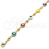 Oro Laminado Fancy Bracelet, Gold Filled Style Evil Eye Design, Multicolor Enamel Finish, Golden Finish, 03.213.0018.3.08 (08 MM Thickness, 7 Inches Length)