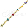 Oro Laminado Fancy Bracelet, Gold Filled Style Evil Eye Design, Multicolor Enamel Finish, Golden Finish, 03.213.0018.3.08 (08 MM Thickness, 7 Inches Length)