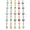 Oro Laminado Fancy Bracelet, Gold Filled Style Evil Eye Design, Multicolor Enamel Finish, Golden Finish, 03.213.0018.3.08 (08 MM Thickness, 7 Inches Length)