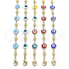 Oro Laminado Fancy Bracelet, Gold Filled Style Evil Eye Design, Multicolor Enamel Finish, Golden Finish, 03.213.0018.3.08 (08 MM Thickness, 7 Inches Length)