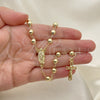 Oro Laminado Medium Rosary, Gold Filled Style Guadalupe and Crucifix Design, Polished, Golden Finish, 09.213.0018.28