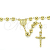 Oro Laminado Medium Rosary, Gold Filled Style Virgen Maria and Crucifix Design, Polished, Golden Finish, 09.213.0019.28