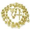 Oro Laminado Medium Rosary, Gold Filled Style Virgen Maria and Crucifix Design, Polished, Golden Finish, 09.213.0019.28
