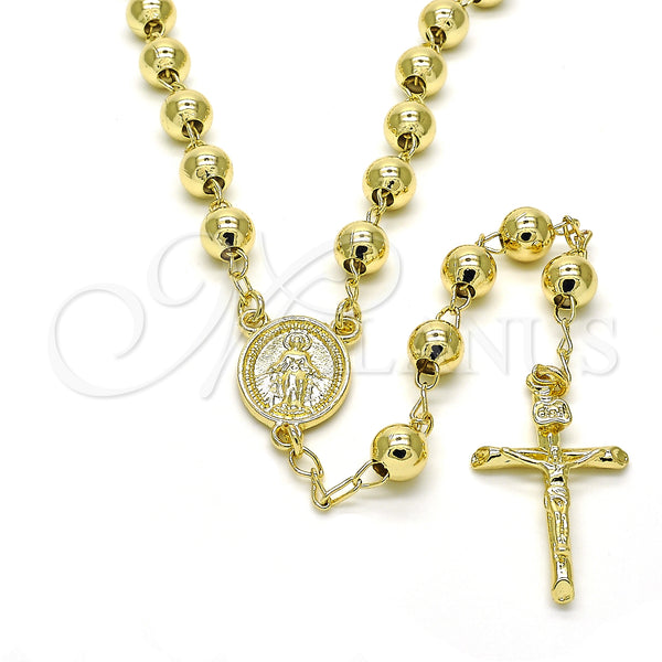 Gold Filled Jewelry — Medium Rosary Virgen Maria and Crucifix Design Polished — main product view — SKU 128108 | Oro Laminado joyería — Medium Rosary Virgen Maria and Crucifix diseño pulido — SKU 128108