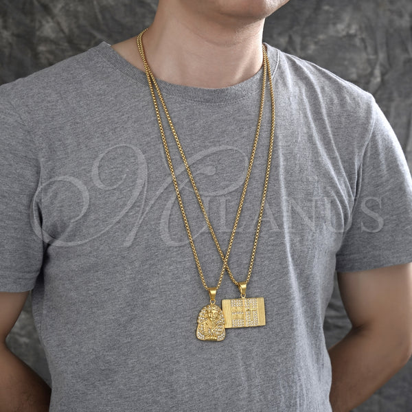 Stainless Steel Necklace — Pendant Necklace with White Crystal Polished 04. 03 — alternate product view — SKU 128110 | Acero Inoxidable collar — Pendant Necklace with cristal blanco pulido 04. 03 — SKU 128110