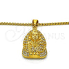 Stainless Steel Pendant Necklace, with White Crystal, Polished, Golden Finish, 04.259.0002.30 (03 MM Thickness, 30 Inches Length)