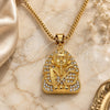 Stainless Steel Pendant Necklace, with White Crystal, Polished, Golden Finish, 04.259.0002.30 (03 MM Thickness, 30 Inches Length)