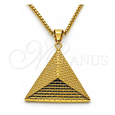 Stainless Steel Pendant Necklace, Polished, Golden Finish, 04.259.0012.30 (03 MM Thickness, 30 Inches Length)