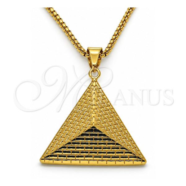 Stainless Steel Pendant Necklace, Polished, Golden Finish, 04.259.0012.30 (03 MM Thickness, 30 Inches Length)