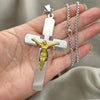 Stainless Steel Pendant Necklace, Crucifix Design, Polished, Two Tone, 04.116.0001.30 (03 MM Thickness, 30 Inches Length)