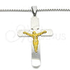 Stainless Steel Pendant Necklace, Crucifix Design, Polished, Two Tone, 04.116.0001.30 (03 MM Thickness, 30 Inches Length)