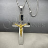 Stainless Steel Pendant Necklace, Crucifix Design, Polished, Two Tone, 04.116.0001.30 (03 MM Thickness, 30 Inches Length)