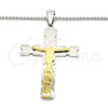 Stainless Steel Pendant Necklace, Crucifix Design, Polished, Two Tone, 04.116.0002.30 (03 MM Thickness, 30 Inches Length)