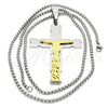 Stainless Steel Pendant Necklace, Crucifix Design, Polished, Two Tone, 04.116.0002.30 (03 MM Thickness, 30 Inches Length)