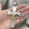 Stainless Steel Pendant Necklace, Crucifix Design, Polished, Two Tone, 04.116.0003.30 (03 MM Thickness, 30 Inches Length)