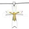 Stainless Steel Pendant Necklace, Crucifix Design, Polished, Two Tone, 04.116.0003.30 (03 MM Thickness, 30 Inches Length)