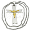 Stainless Steel Pendant Necklace, Crucifix Design, Polished, Two Tone, 04.116.0003.30 (03 MM Thickness, 30 Inches Length)