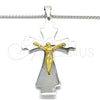 Stainless Steel Pendant Necklace, Crucifix Design, Polished, Two Tone, 04.116.0004.30 (03 MM Thickness, 30 Inches Length)