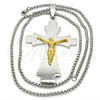 Stainless Steel Pendant Necklace, Crucifix Design, Polished, Two Tone, 04.116.0004.30 (03 MM Thickness, 30 Inches Length)