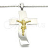 Stainless Steel Pendant Necklace, Crucifix Design, Polished, Two Tone, 04.116.0005.30 (03 MM Thickness, 30 Inches Length)
