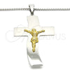 Stainless Steel Pendant Necklace, Crucifix Design, Polished, Two Tone, 04.116.0005.30 (03 MM Thickness, 30 Inches Length)