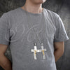 Stainless Steel Pendant Necklace, Crucifix Design, Polished, Two Tone, 04.116.0006.30 (03 MM Thickness, 30 Inches Length)