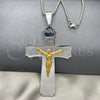 Stainless Steel Pendant Necklace, Crucifix Design, Polished, Two Tone, 04.116.0006.30 (03 MM Thickness, 30 Inches Length)