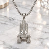 Stainless Steel Pendant Necklace, Cross Design, with White Crystal, Polished, Steel Finish, 04.358.0002.30 (03 MM Thickness, 30 Inches Length)