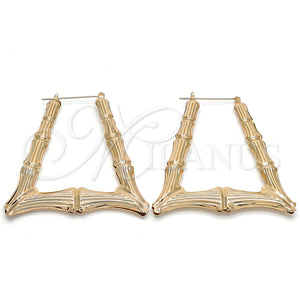Gold Filled Hoop Earrings — Extra Large Hoop Bamboo Design Polished 02. — main product view — SKU 128161 | Oro Laminado aretes de aro — Extra Large Hoop Bamboo diseño pulido 02. — SKU 128161