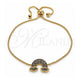 Oro Laminado Adjustable Bolo Bracelet, Gold Filled Style with Multicolor Micro Pave, Polished, Golden Finish, 03.155.0048.11 (01 MM Thickness, 11 Inches Length)