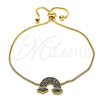 Oro Laminado Adjustable Bolo Bracelet, Gold Filled Style with Multicolor Micro Pave, Polished, Golden Finish, 03.155.0048.11 (01 MM Thickness, 11 Inches Length)