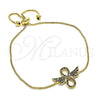 Oro Laminado Adjustable Bolo Bracelet, Gold Filled Style Infinite Design, with Multicolor Micro Pave, Polished, Golden Finish, 03.155.0055.10 (01 MM Thickness, 10 Inches Length)