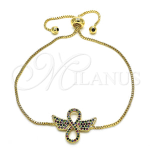 Gold Filled Bracelet — Adjustable Bolo Bracelet Infinite Design with Multicolor Micro — main product view — SKU 128170 | Oro Laminado brazalete — Adjustable Bolo Bracelet Infinite diseño with Multicolor Micro — SKU 128170
