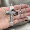 Stainless Steel Pendant Necklace, Cross Design, with White Cubic Zirconia, Polished, Steel Finish, 04.116.0019.30 (03 MM Thickness, 30 Inches Length)