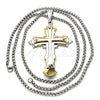 Stainless Steel Pendant Necklace, Cross Design, Polished, Two Tone, 04.116.0020.30 (03 MM Thickness, 30 Inches Length)