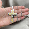 Stainless Steel Pendant Necklace, Crucifix Design, Polished, Two Tone, 04.116.0021.30 (03 MM Thickness, 30 Inches Length)