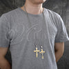 Stainless Steel Pendant Necklace, Cross Design, Polished, Two Tone, 04.116.0024.30 (03 MM Thickness, 30 Inches Length)