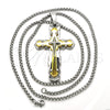Stainless Steel Pendant Necklace, Cross Design, Polished, Two Tone, 04.116.0024.30 (03 MM Thickness, 30 Inches Length)