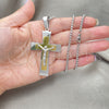Stainless Steel Pendant Necklace, Crucifix Design, Polished, Two Tone, 04.116.0025.30 (03 MM Thickness, 30 Inches Length)